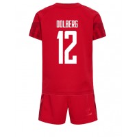 Danmark Kasper Dolberg #12 Hemmaställ Barn VM 2022 Korta ärmar (+ Korta byxor)